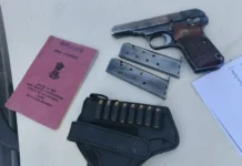 Pistol, bullets seized during panchayat election