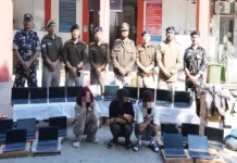 Police recover 20 stolen laptops, four held