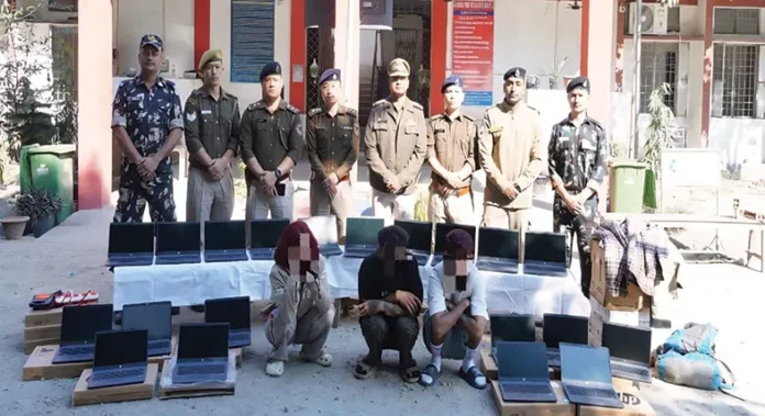 Police recover 20 stolen laptops, four held