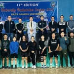 Research scholar pair lift 11th university badminton league trophy