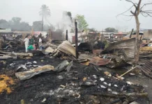 Fire guts shops, houses at Ruksin